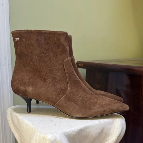STUART WEITZMAN Brown Suede Ankle Boots size 8 B women H3N9 - Picture 4 of 6